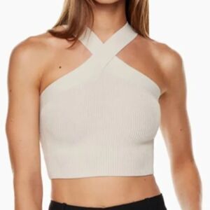 NWOT, Aritzia • Babaton Sculpt Knit Criss Cross Crop Top, Size XS